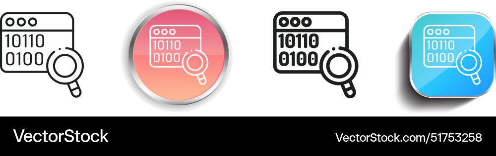 Binary icon thin linear regular and button style Binary icon thin linear regular and button style vector image