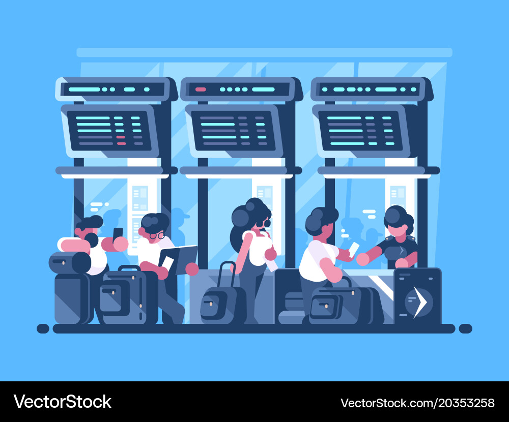 Checking and check-in of baggage for flight vector image