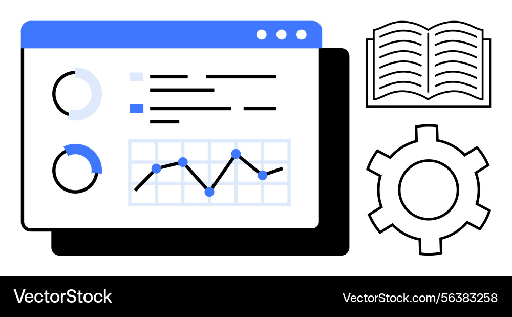Data analysis display with chart open book Data analysis display with chart open book vector image