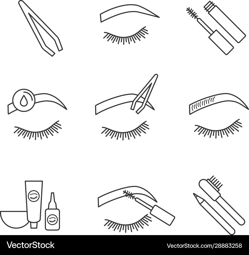 Eyebrows shaping linear icons set Eyebrows shaping linear icons set vector image