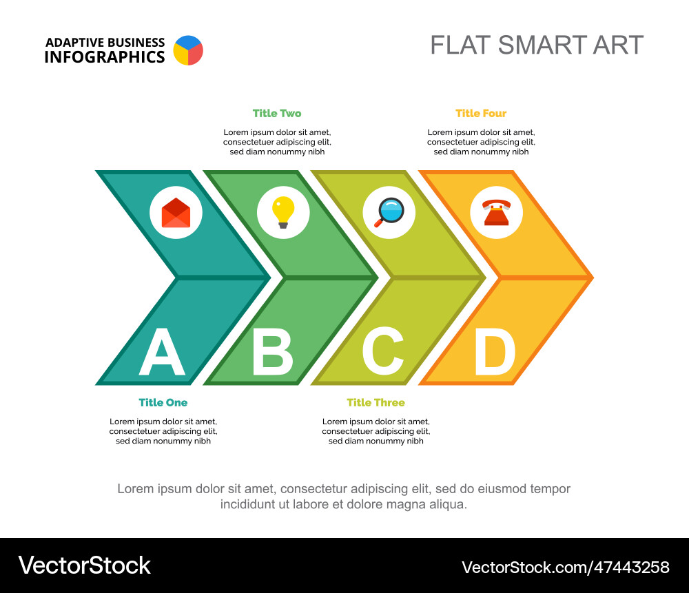Four options workflow slide template Four options workflow slide template vector image