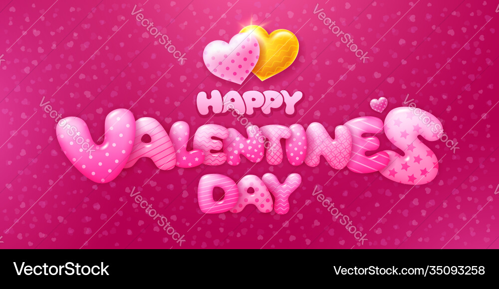 Happy valentines day cute lettering with hearts vector image