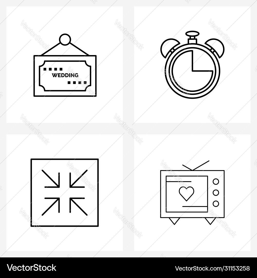 Isolated symbols set 4 simple line icons Vector Image