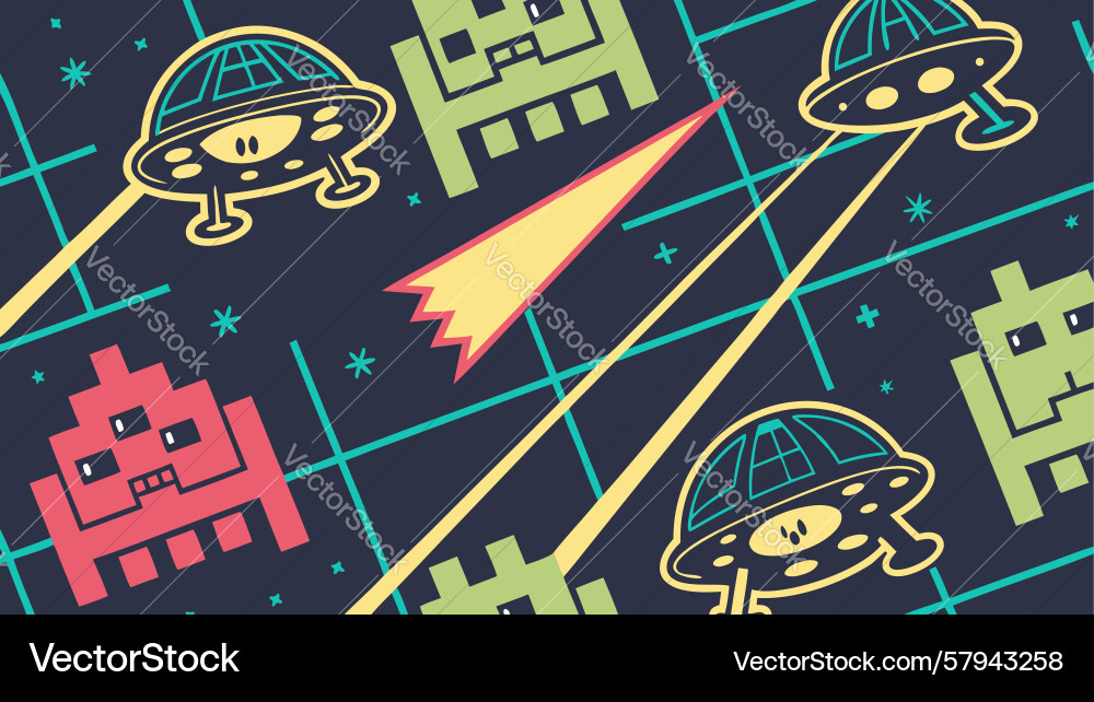Retro Pixel Alien Invaders Vector Image