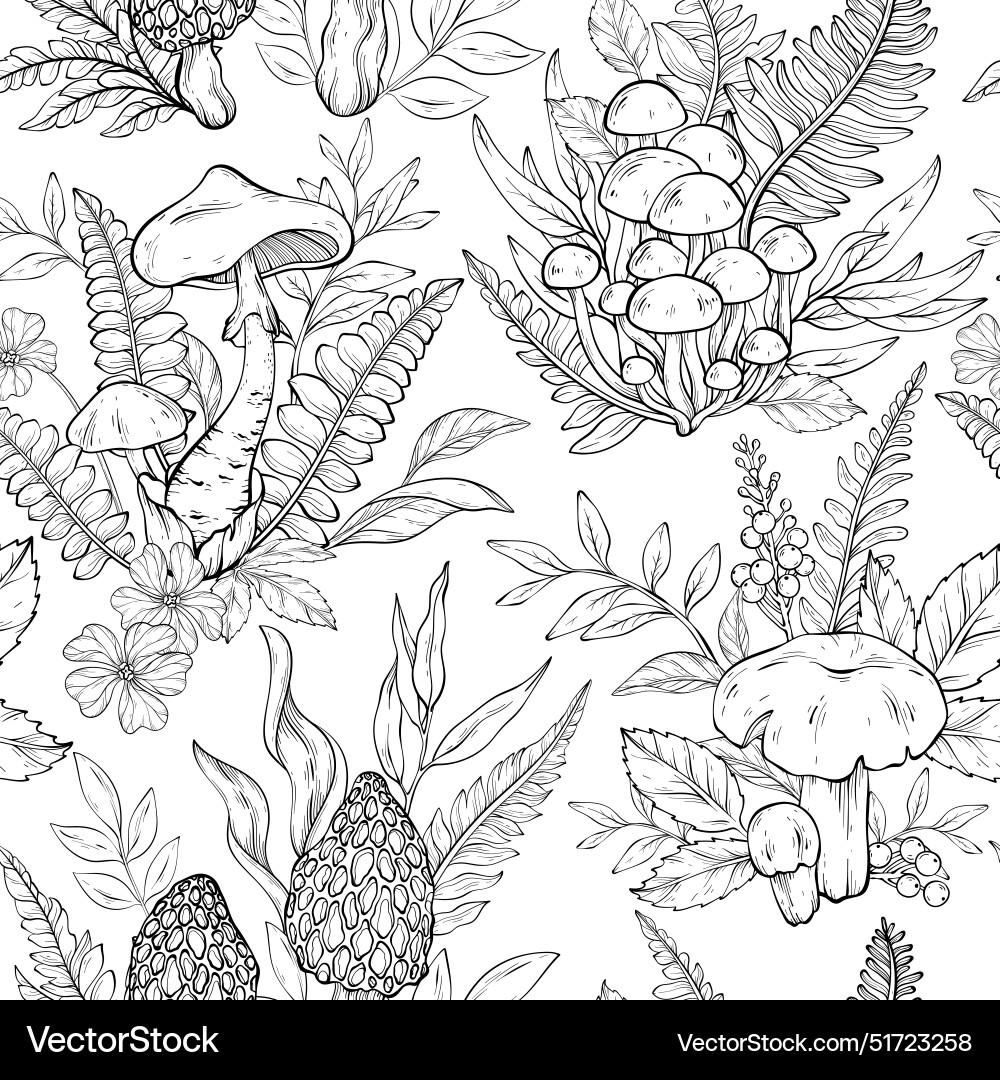 Seamless outline pattern with different types vector image