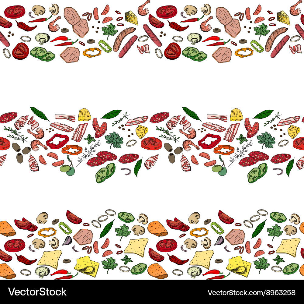 Seamless pattern brushes with different vegetables Vector Image