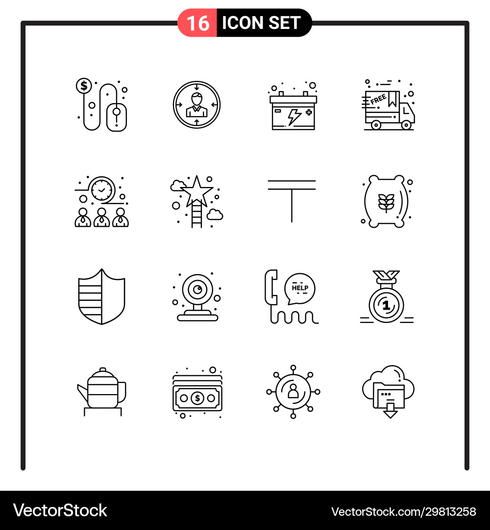 Set 16 line style icons for web and mobile Set 16 line style icons for web and mobile vector image