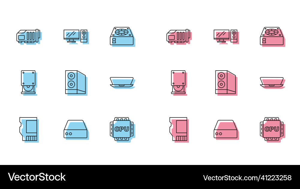 Set line sd card server data web hosting video Vector Image