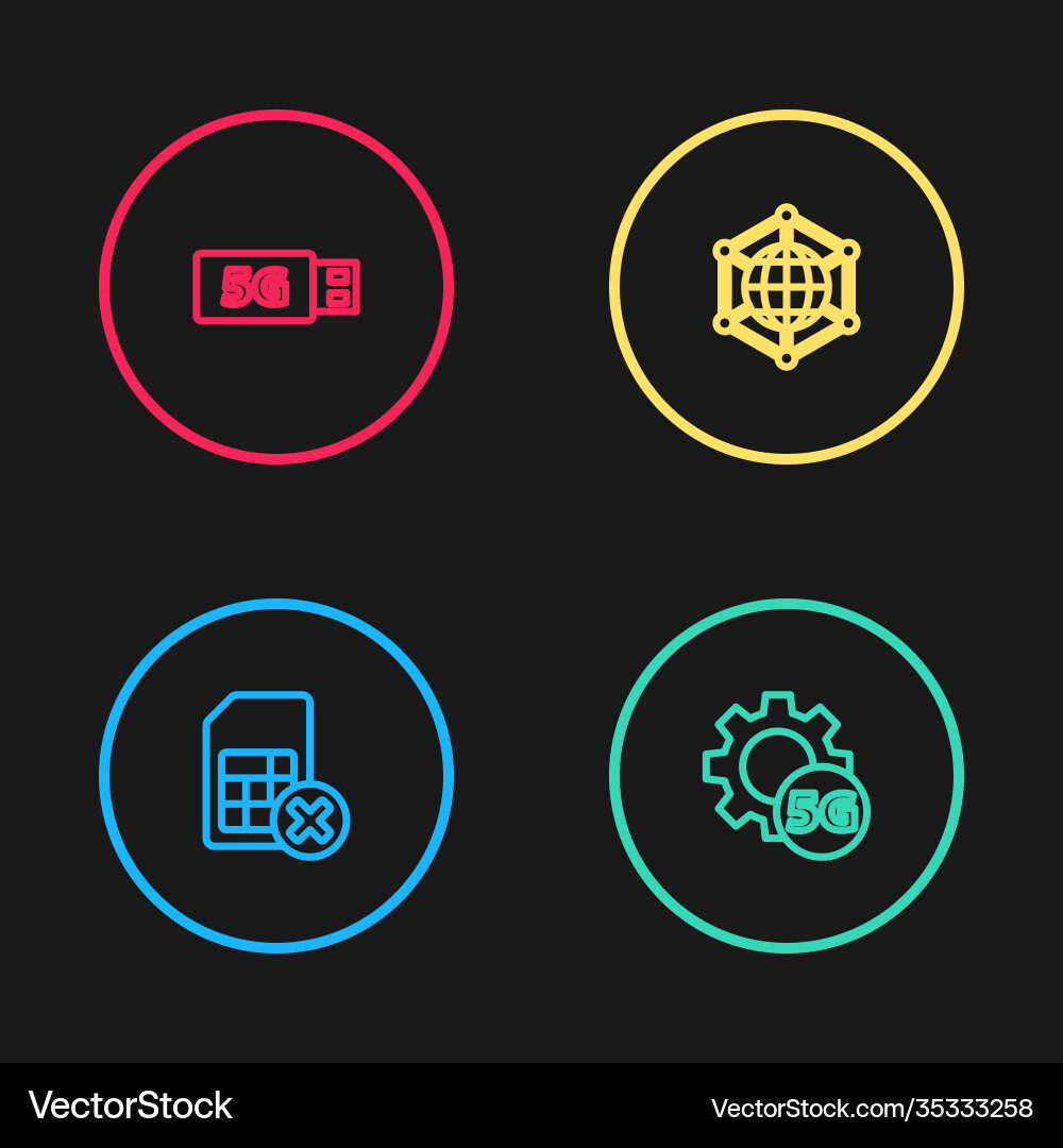 Set line sim card rejected setting 5g network Set line sim card rejected setting 5g network vector image