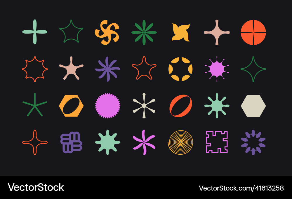 Set of simple abstract objects flowers Set of simple abstract objects flowers vector image