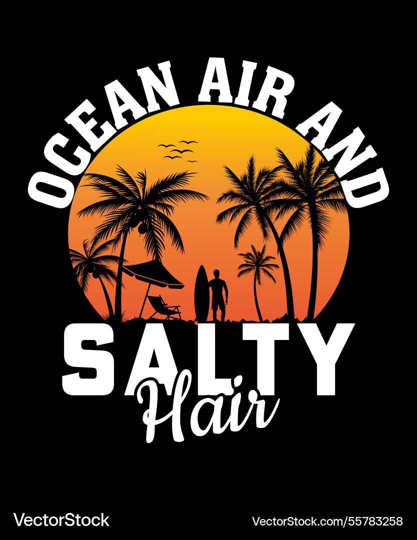 Sunset Surf Palm Tee Royalty Free Vector Image