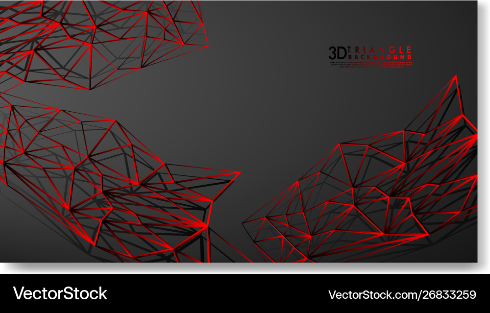 3d triangle line background gradient black red 3d triangle line background gradient black red vector image
