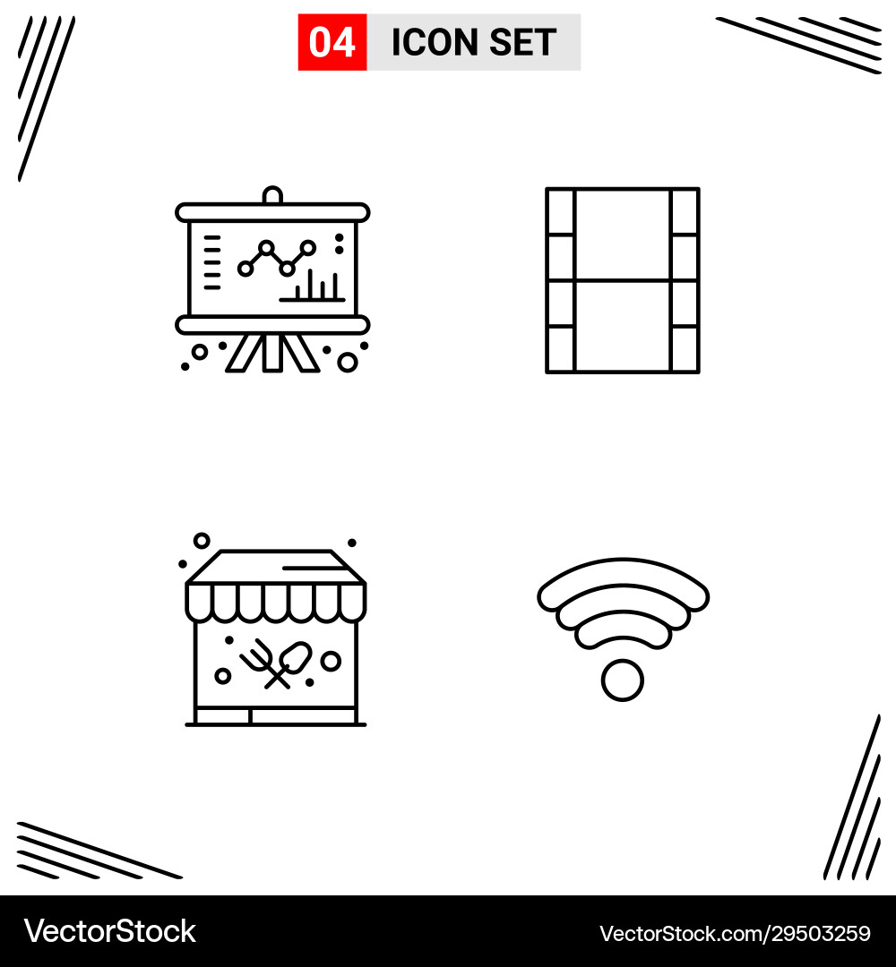 4 icons line style grid based creative outline 4 icons line style grid based creative outline vector image