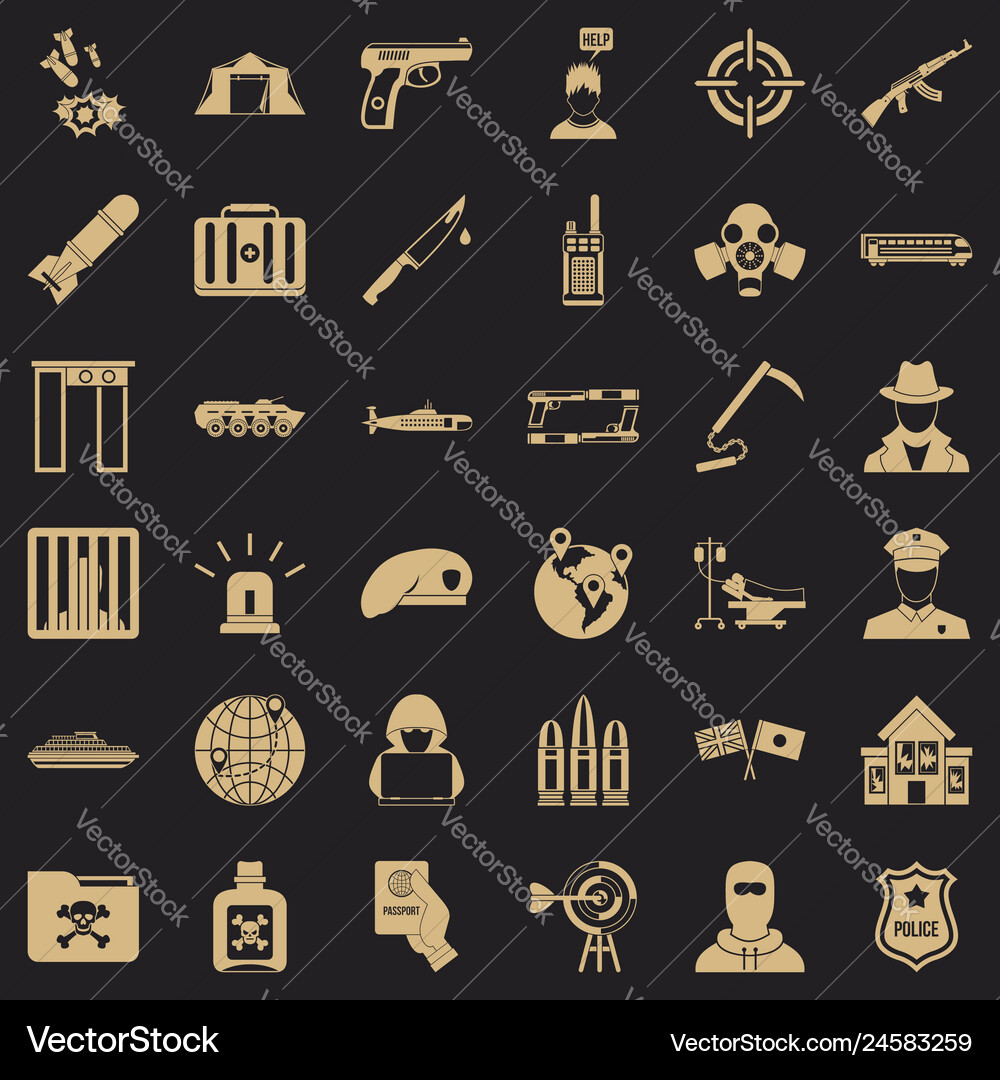Antiterrorist organization icons set simple style vector image