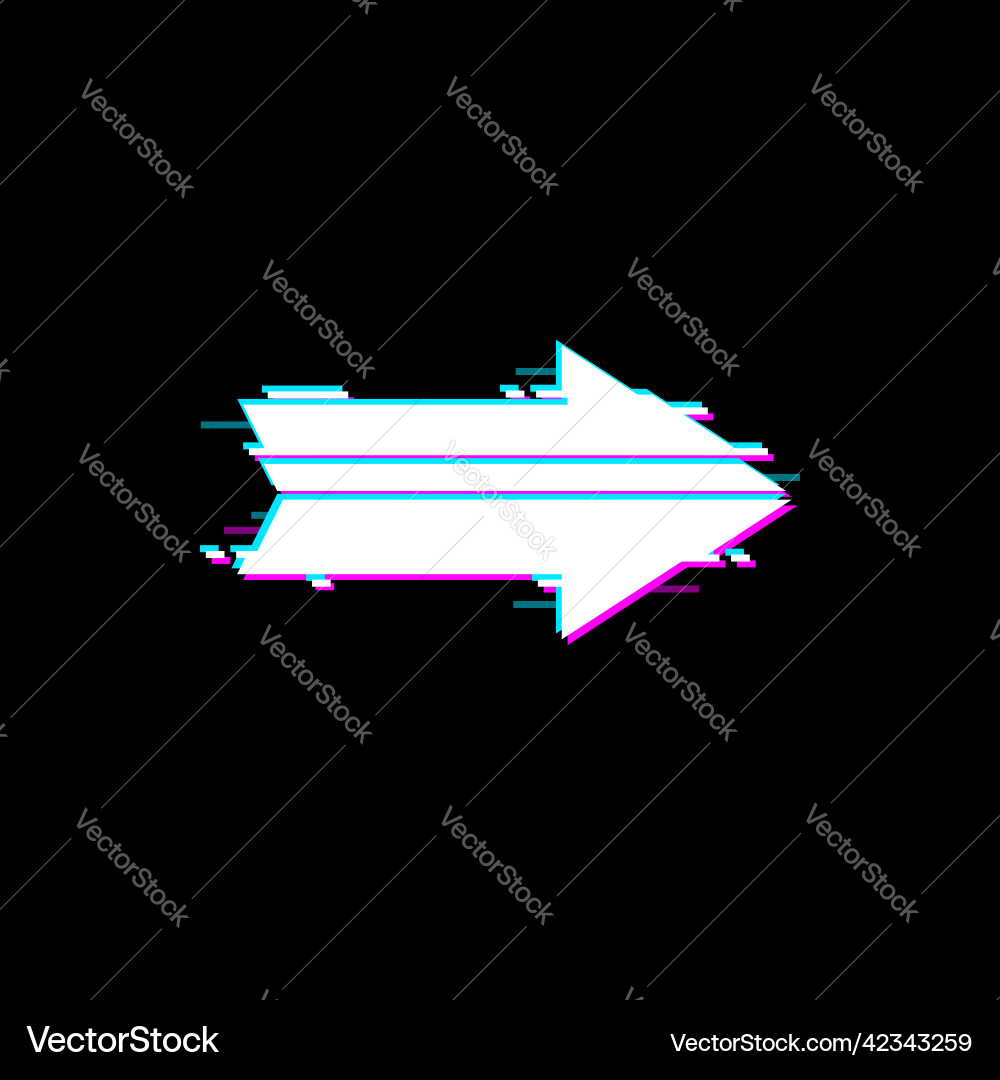 Arrow pointing right glitch effect noise defect Arrow pointing right glitch effect noise defect vector image