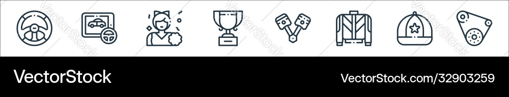 Autoracing line icons linear set quality Autoracing line icons linear set quality vector image