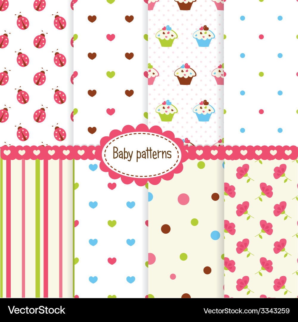 Cute Baby Girl Patterns Vector Image