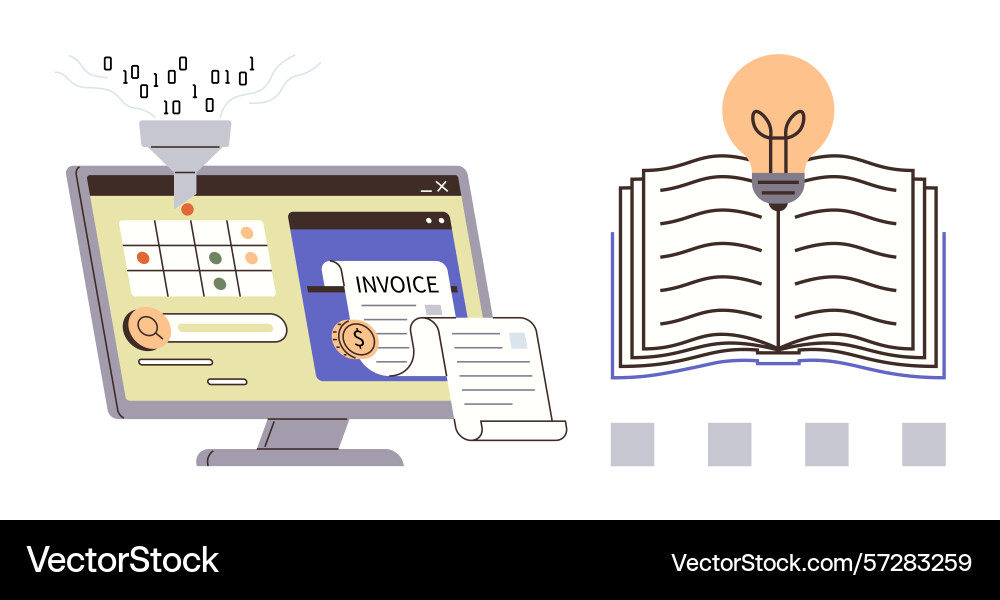 Digital invoice processing and knowledge sharing Digital invoice processing and knowledge sharing vector image