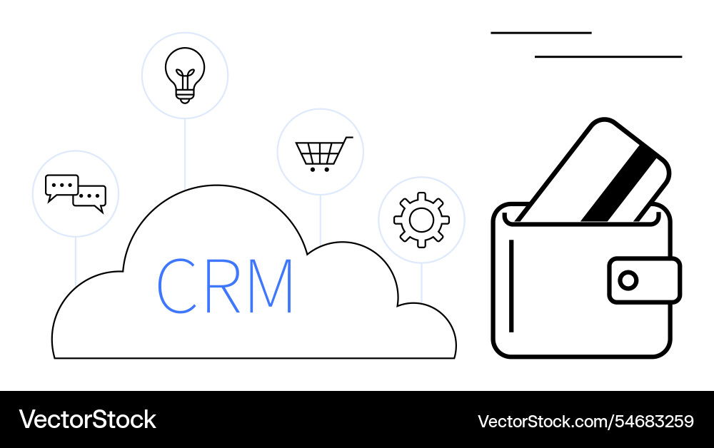 Digital wallet and crm integration with shopping Digital wallet and crm integration with shopping Vector Image
