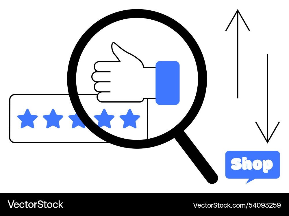 E-commerce feedback and rating with magnifying E-commerce feedback and rating with magnifying vector image