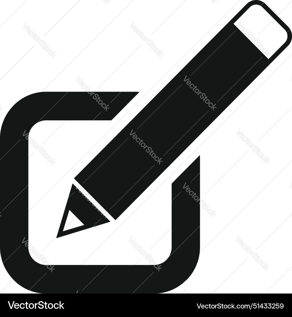 Edit icon with pencil and square Royalty Free Vector Image