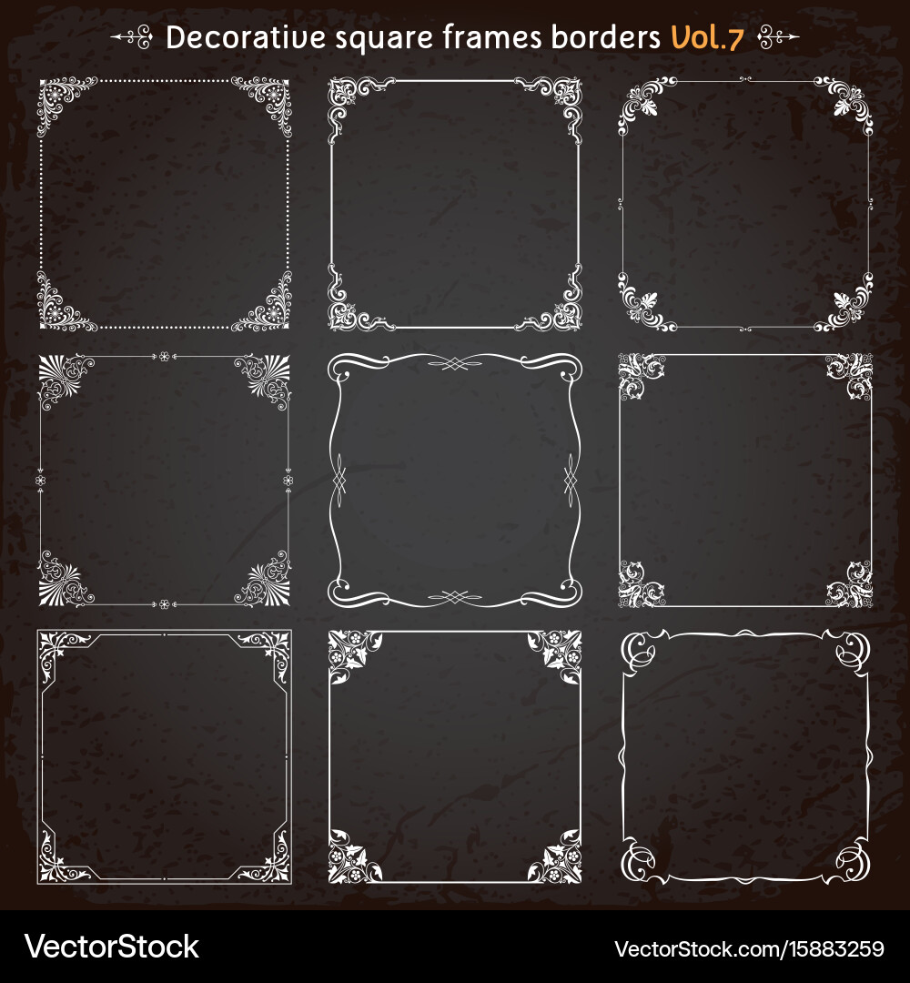 Elegant Square Frames & Borders Set vector image