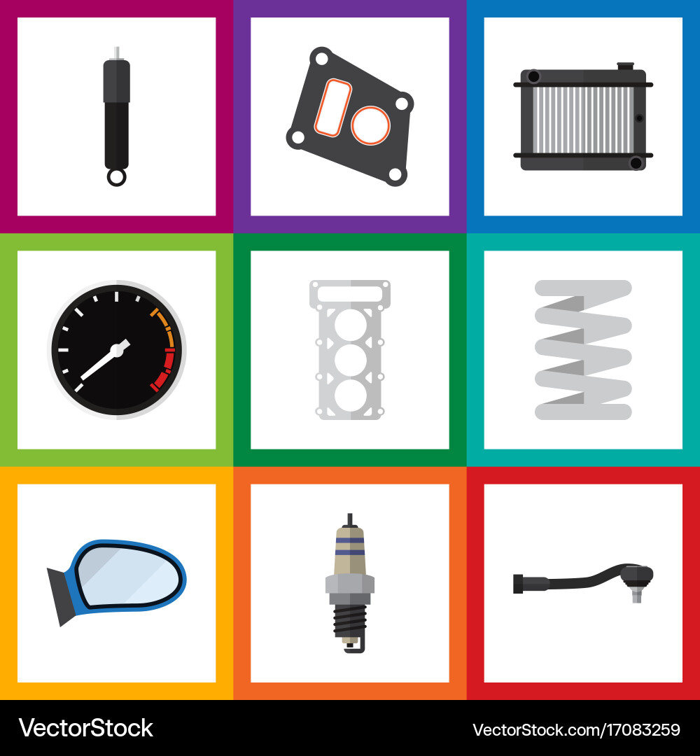 Flat icon auto set of heater packing input Vector Image