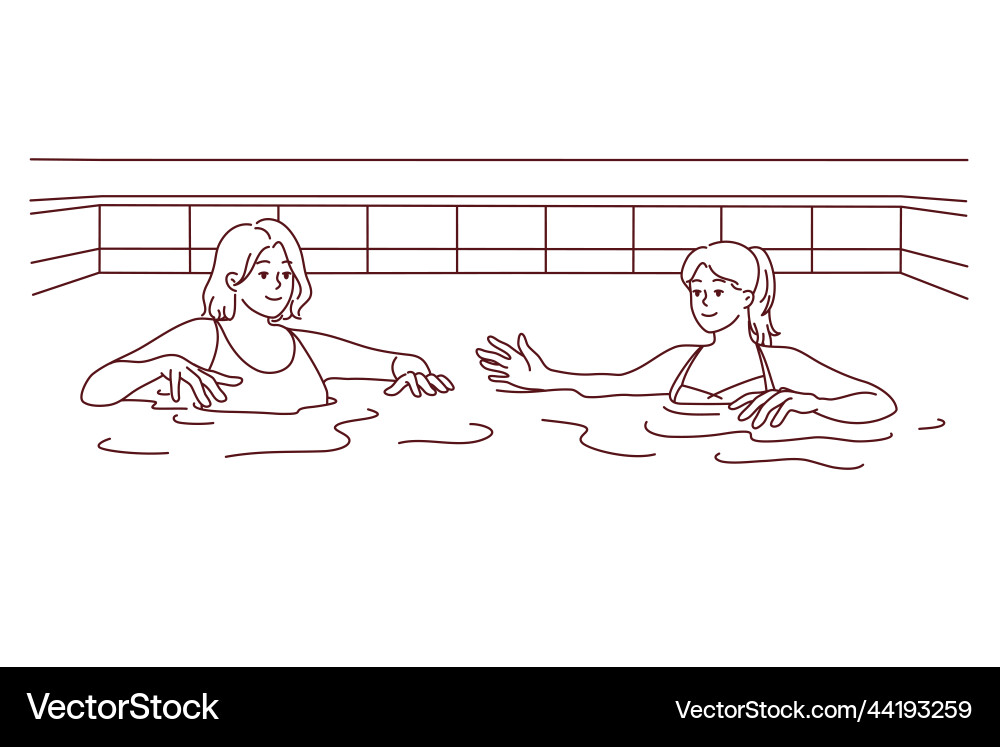 Frauen in Badeanzüge Schwimmbad Frauen in Badeanzüge Schwimmbad vektorbild