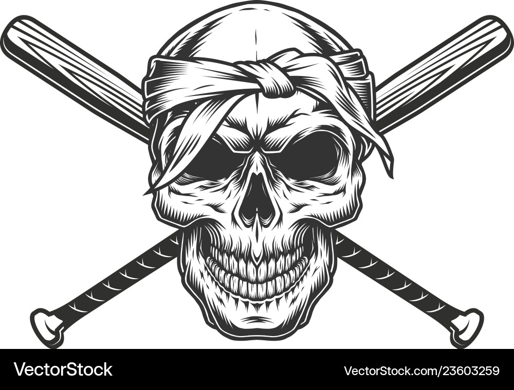 Gangster skull in bandana Vector Image