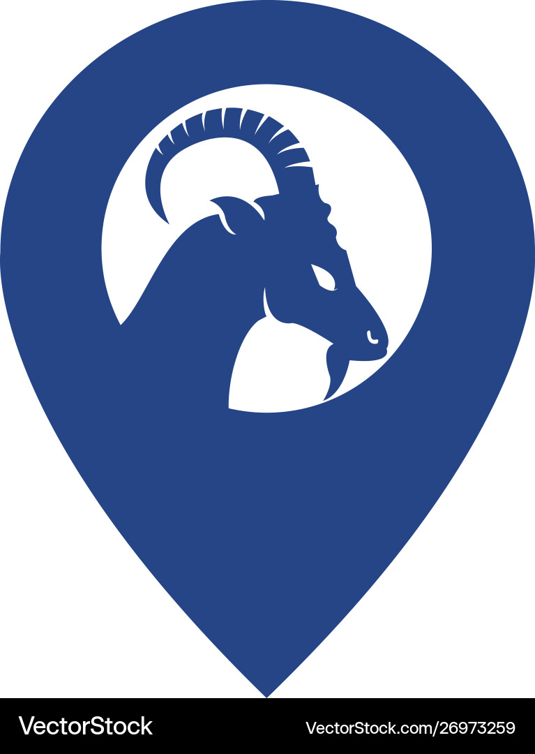 Goat logo with gps pointer design Goat logo with gps pointer design Vector Image