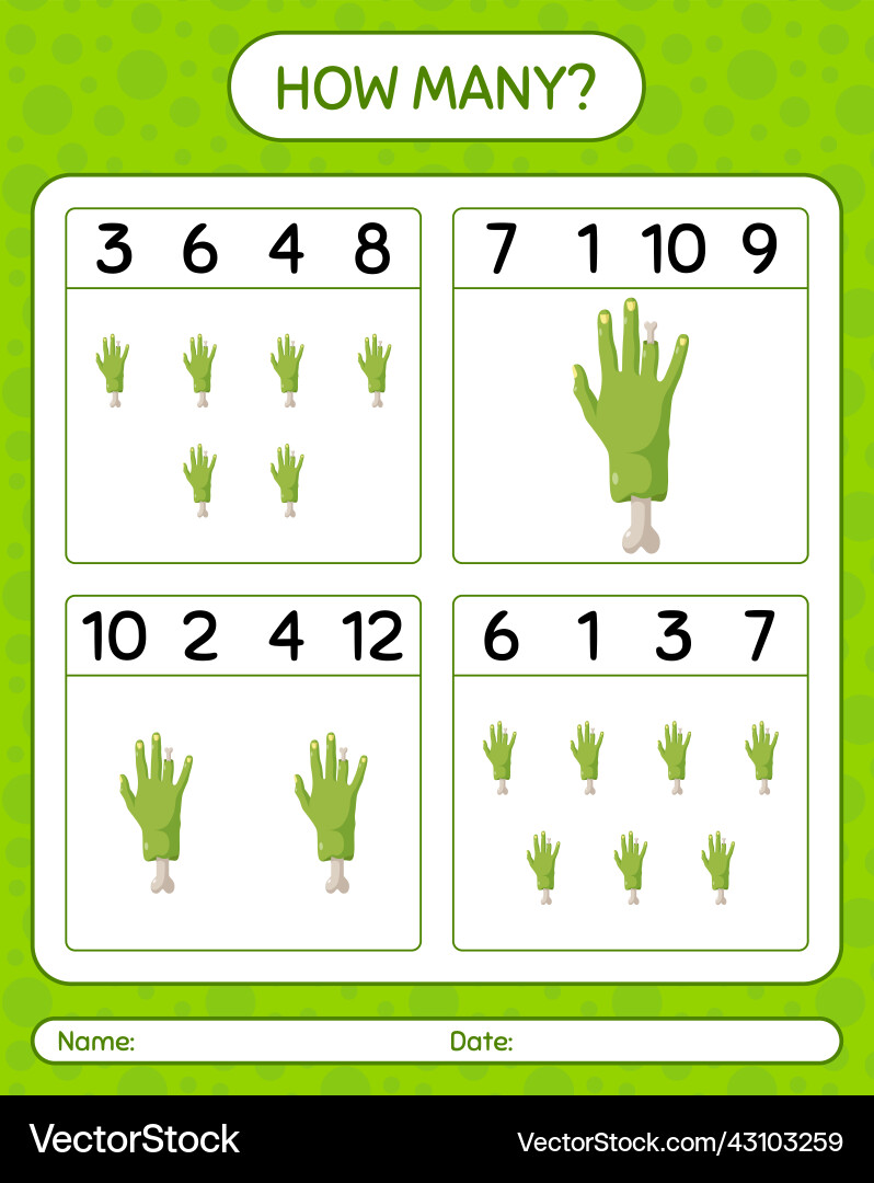 How many counting game with zombies hand How many counting game with zombies hand vector image