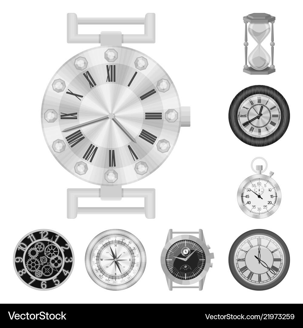 Isolated object of clock and time icon set vector image