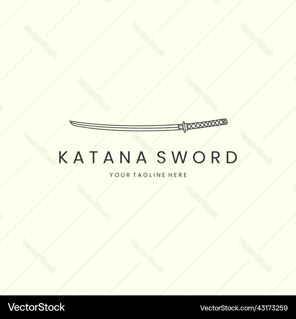 Katana Schwert mit Linie Kunst Stil Logo Vorlage Katana Schwert mit Linie Kunst Stil Logo Vorlage vektorbild