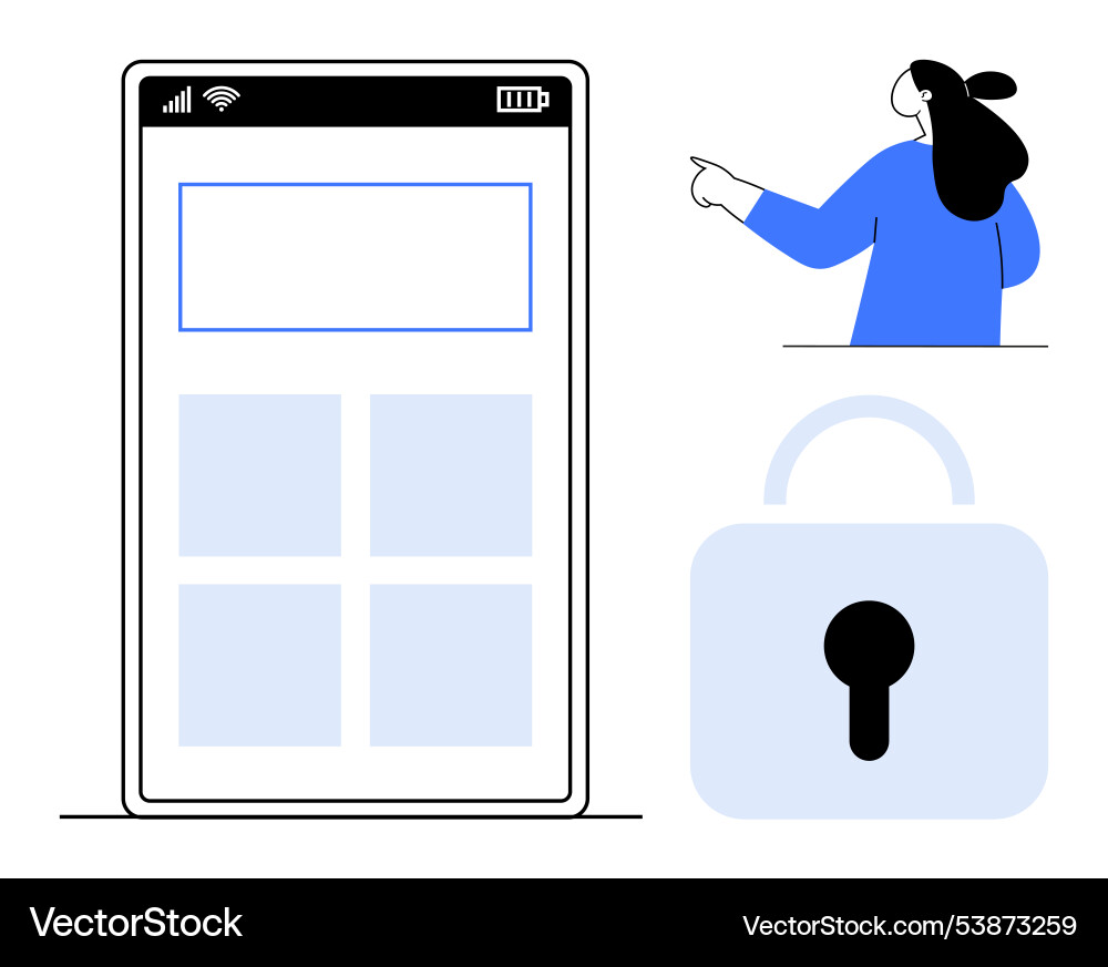 Mobile App-Schnittstelle mit Benutzer und Sicherheit Mobile App-Schnittstelle mit Benutzer und Sicherheit vektorbild
