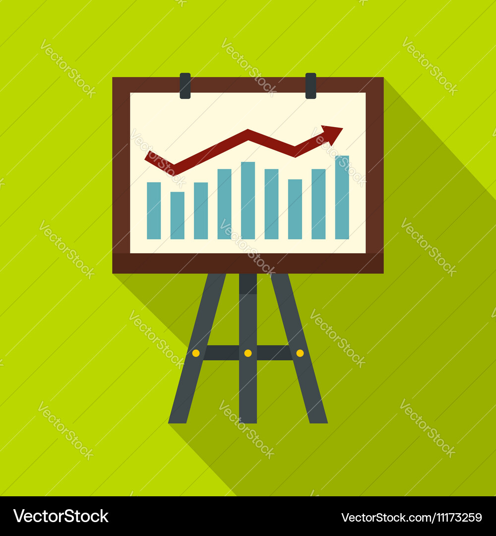 Projection screen with a graph icon flat style Vector Image