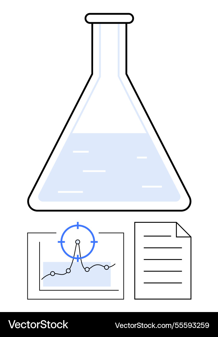 Scientific flask with water data chart Scientific flask with water data chart vector image