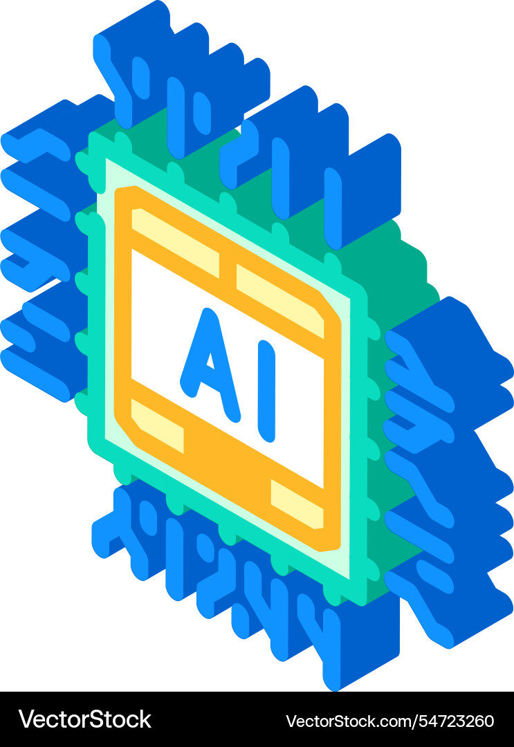 Ai optimization chip data center isometric icon Ai optimization chip data center isometric icon vector image