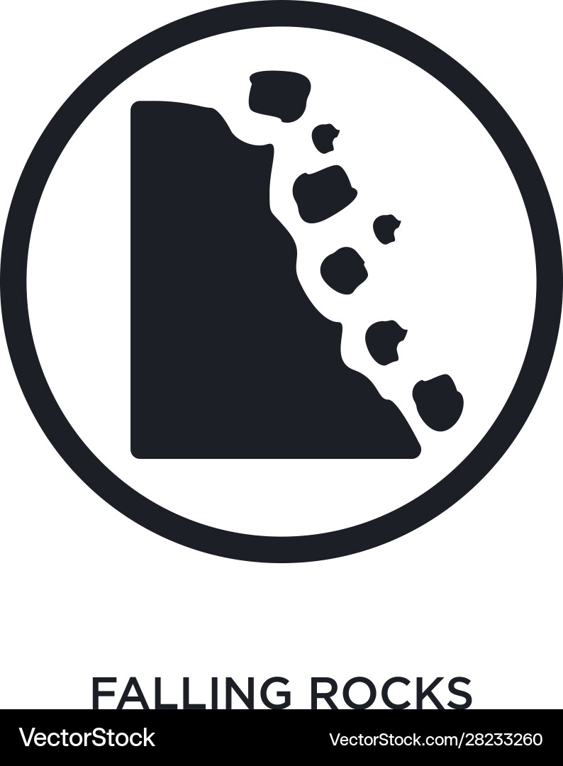 Black falling rocks isolated icon simple element Black falling rocks isolated icon simple element vector image