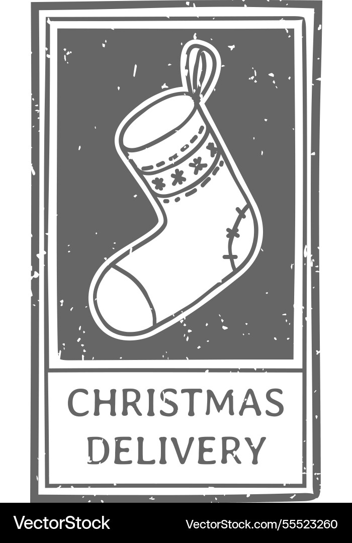 Christmas delivery stamp with hanging Christmas delivery stamp with hanging vector image