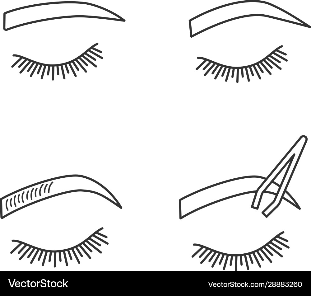 Eyebrows shaping linear icons set Eyebrows shaping linear icons set vector image