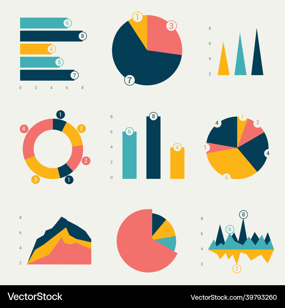 Flat charts graphs design Flat charts graphs design vector image