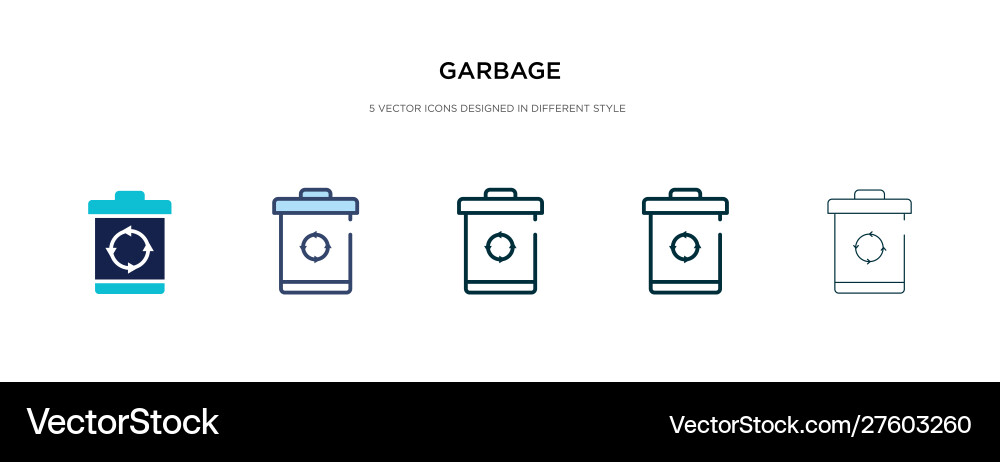 Garbage icon in different style two colored Garbage icon in different style two colored vector image
