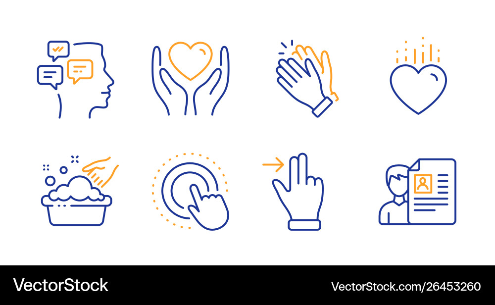 Heart messages and touchscreen gesture icons set Heart messages and touchscreen gesture icons set vector image