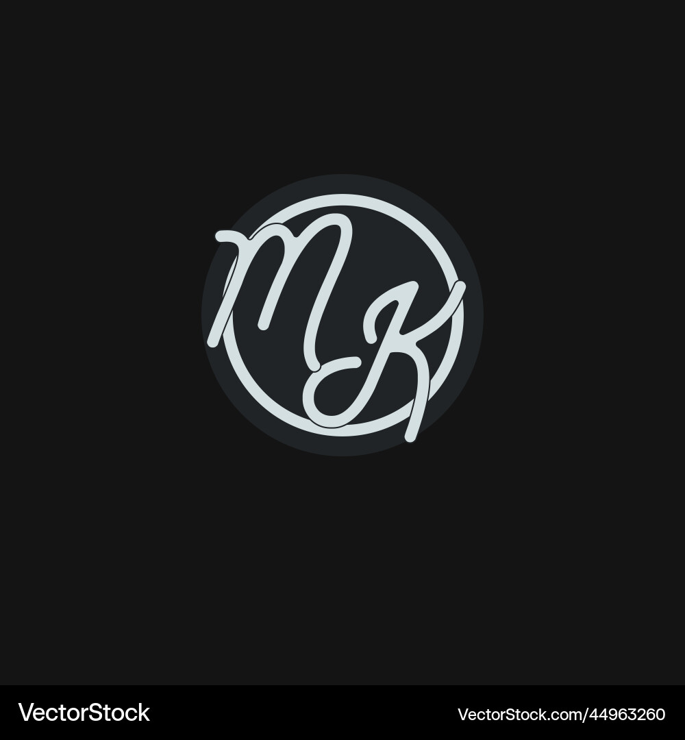 Initials mk logo monogram with simple circle line Vector Image