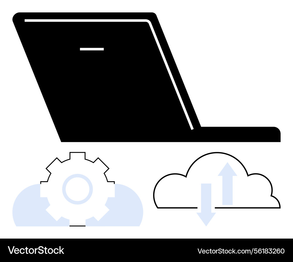 Laptop with cloud computing and data Laptop with cloud computing and data vector image
