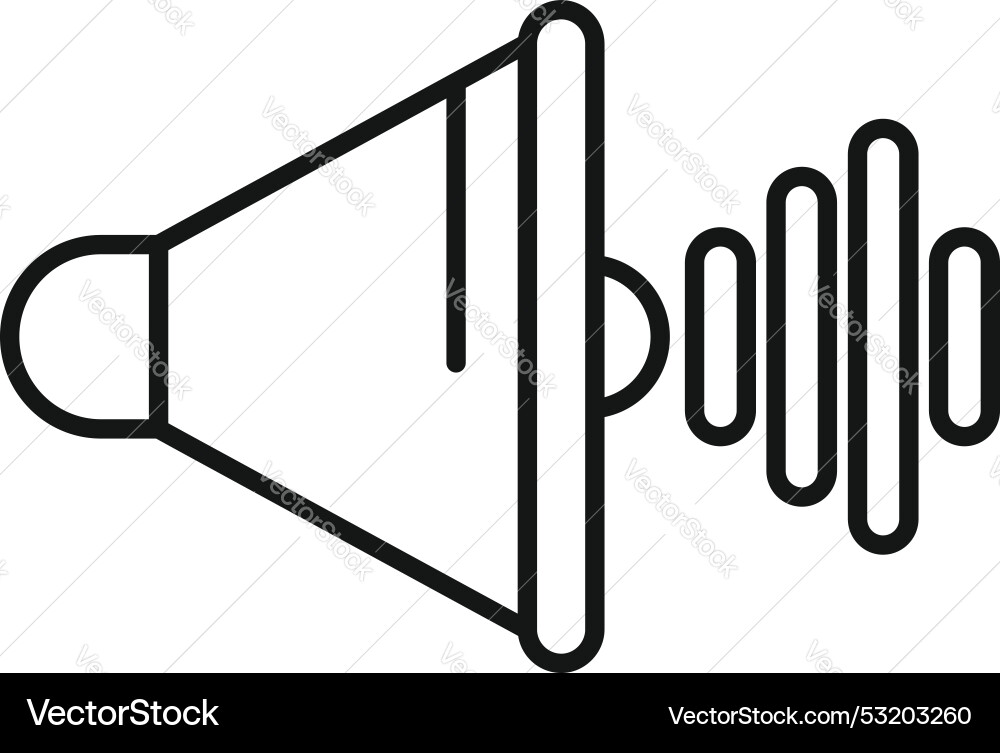 Loudspeaker making sound waves icon with outline Loudspeaker making sound waves icon with outline vector image