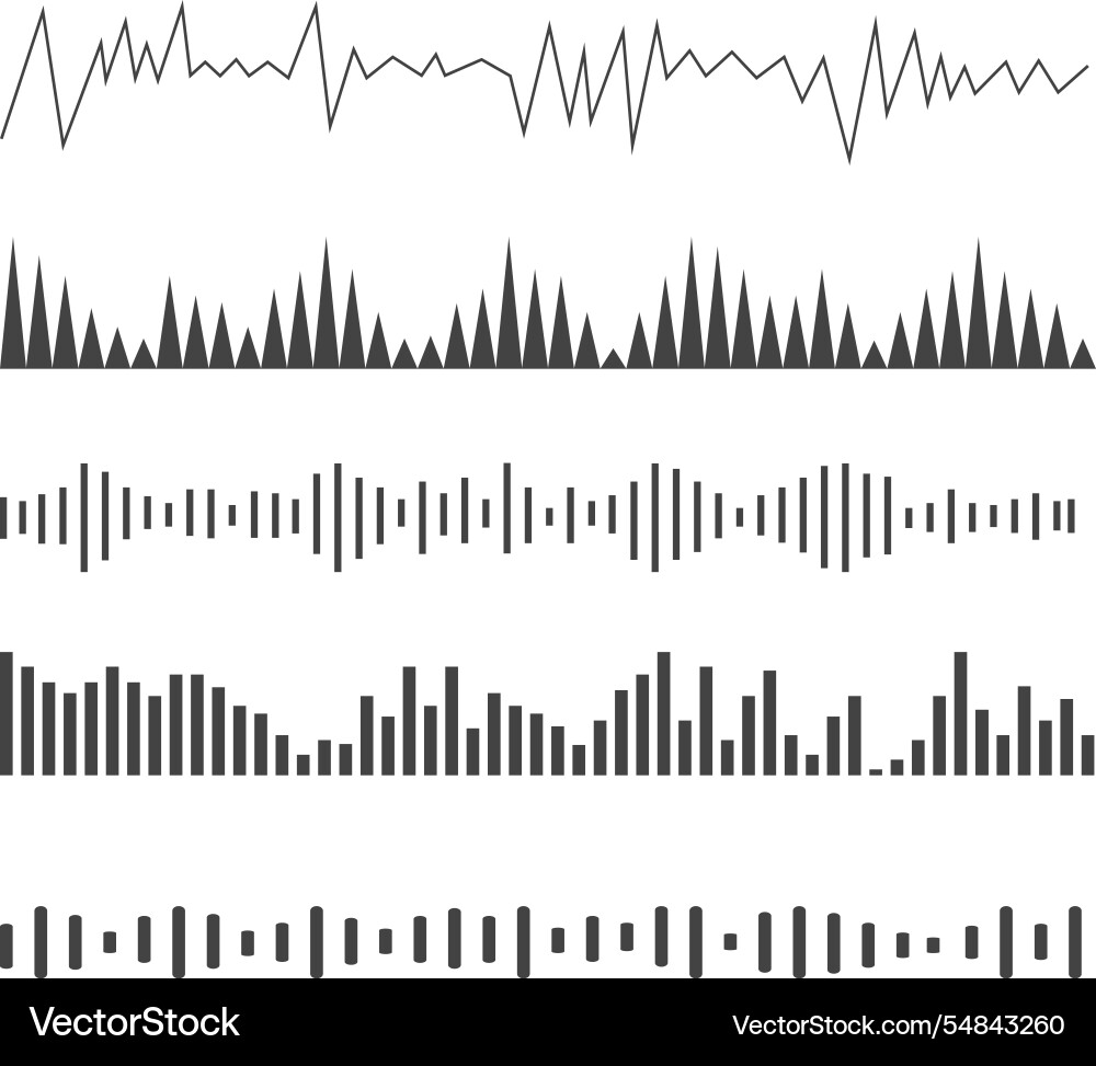 Podcast sound waves set waveform pattern Vector Image