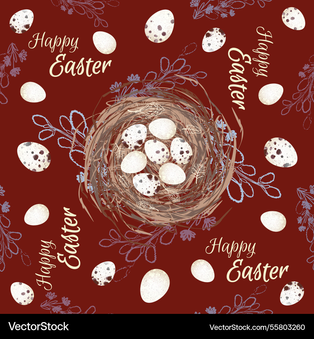 Seamless pattern with nest and sawn eggs Seamless pattern with nest and sawn eggs Vector Image
