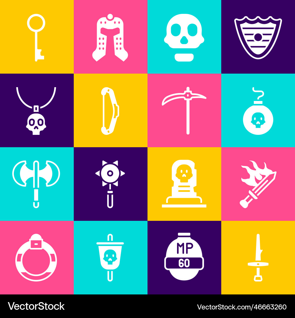 Set dagger sword for game bomb ready to explode Vector Image