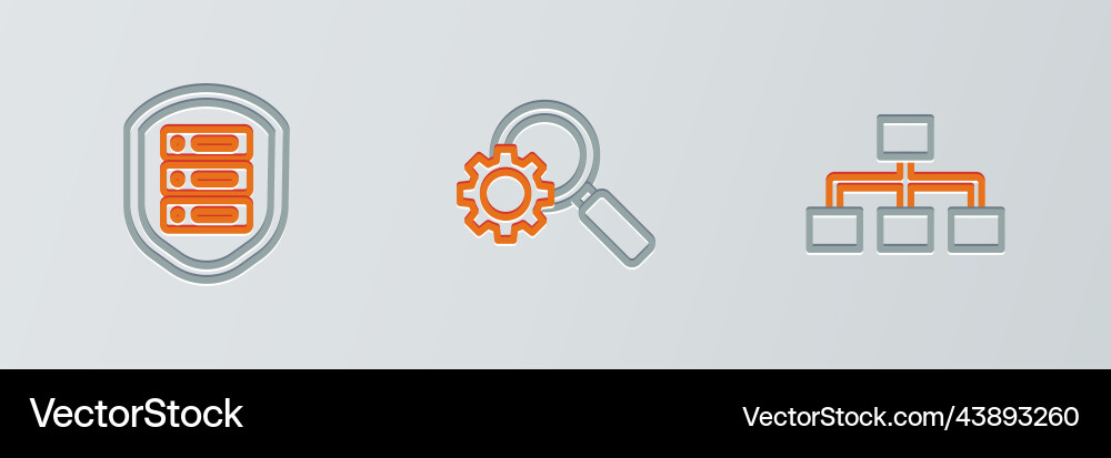 Set line hierarchy organogram chart server Vector Image